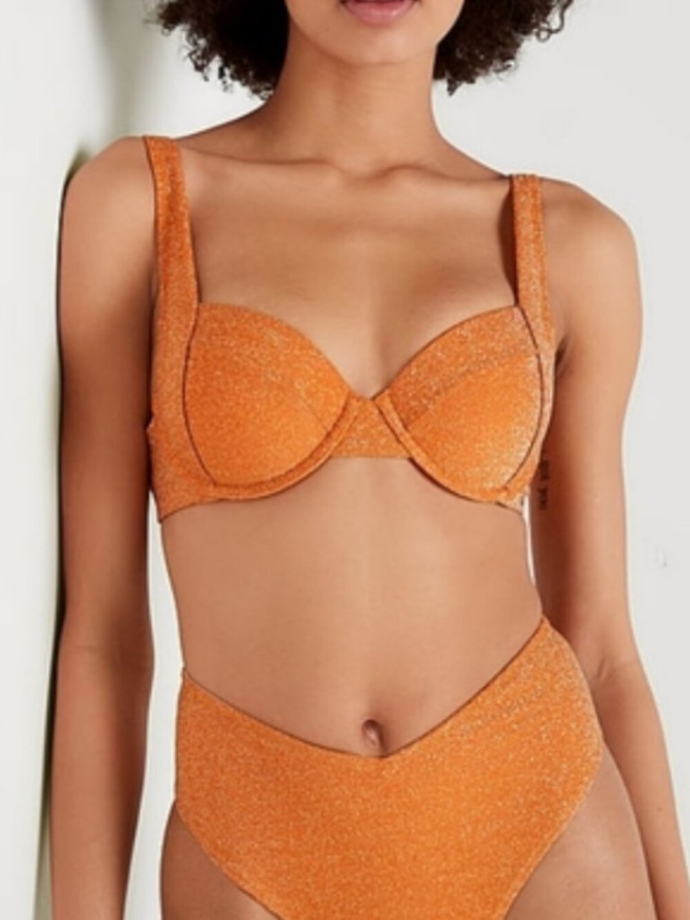 NWT Victoria's Secret Orange Shimmer Bikini Top  Sz Large Beach Glam Euro Summer
